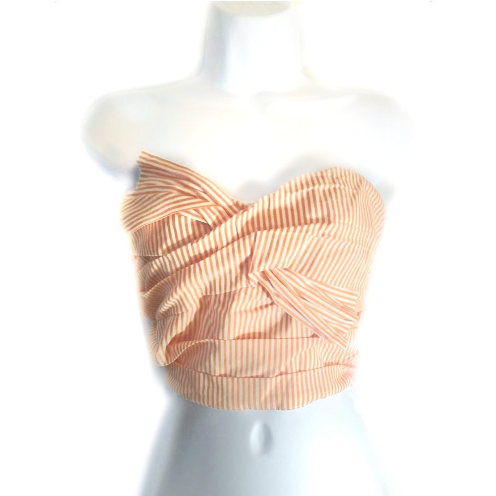 Do & Be Pinstripe Strapless Crop Top